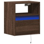 vidaXL Comodă TV de perete cu lumini LED, stejar maro, 41x31x45 cm vidaXL Comodă TV de perete cu lumini LED, stejar maro, 41x31x45 cm