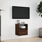vidaXL Comodă TV de perete cu lumini LED, stejar maro, 41x31x45 cm vidaXL Comodă TV de perete cu lumini LED, stejar maro, 41x31x45 cm