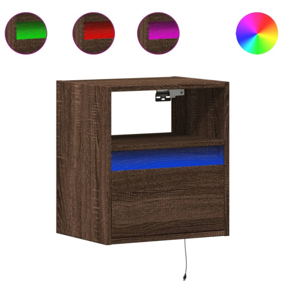 vidaXL Comodă TV de perete cu LED, 2 buc. stejar maro, 41x31x45 cm