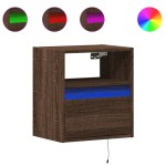 vidaXL Comodă TV de perete cu LED, 2 buc. stejar maro, 41x31x45 cm vidaXL Comodă TV de perete cu LED, 2 buc. stejar maro, 41x31x45 cm