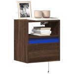 vidaXL Comodă TV de perete cu LED, 2 buc. stejar maro, 41x31x45 cm vidaXL Comodă TV de perete cu LED, 2 buc. stejar maro, 41x31x45 cm