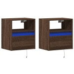 vidaXL Comodă TV de perete cu LED, 2 buc. stejar maro, 41x31x45 cm vidaXL Comodă TV de perete cu LED, 2 buc. stejar maro, 41x31x45 cm