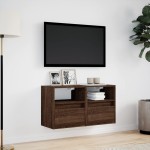 vidaXL Comodă TV de perete cu LED, 2 buc. stejar maro, 41x31x45 cm vidaXL Comodă TV de perete cu LED, 2 buc. stejar maro, 41x31x45 cm