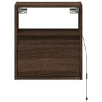 vidaXL Comodă TV de perete cu LED, 2 buc. stejar maro, 41x31x45 cm vidaXL Comodă TV de perete cu LED, 2 buc. stejar maro, 41x31x45 cm