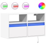 vidaXL Comodă TV de perete cu lumini LED, alb, 80x31x45 cm vidaXL Comodă TV de perete cu lumini LED, alb, 80x31x45 cm