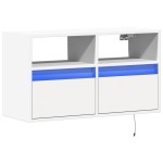 vidaXL Comodă TV de perete cu lumini LED, alb, 80x31x45 cm vidaXL Comodă TV de perete cu lumini LED, alb, 80x31x45 cm