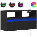 vidaXL Dulap TV de perete cu lumini LED negru 80x31x45 cm vidaXL Dulap TV de perete cu lumini LED negru 80x31x45 cm