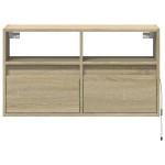 vidaXL Comodă TV de perete cu lumini LED, stejar sonoma, 80x31x45 cm