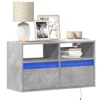 vidaXL Comodă TV de perete cu lumini LED, gri beton, 80x31x45 cm vidaXL Comodă TV de perete cu lumini LED, gri beton, 80x31x45 cm