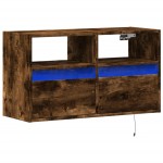 vidaXL Comodă TV de perete cu lumini LED, stejar fumuriu, 80x31x45 cm vidaXL Comodă TV de perete cu lumini LED, stejar fumuriu, 80x31x45 cm