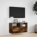 vidaXL Comodă TV de perete cu lumini LED, stejar fumuriu, 80x31x45 cm vidaXL Comodă TV de perete cu lumini LED, stejar fumuriu, 80x31x45 cm