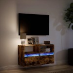 vidaXL Comodă TV de perete cu lumini LED, stejar fumuriu, 80x31x45 cm vidaXL Comodă TV de perete cu lumini LED, stejar fumuriu, 80x31x45 cm