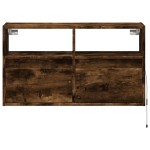 vidaXL Comodă TV de perete cu lumini LED, stejar fumuriu, 80x31x45 cm vidaXL Comodă TV de perete cu lumini LED, stejar fumuriu, 80x31x45 cm