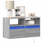 vidaXL Comodă TV de perete cu lumini LED, gri sonoma, 80x31x45 cm vidaXL Comodă TV de perete cu lumini LED, gri sonoma, 80x31x45 cm