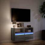 vidaXL Comodă TV de perete cu lumini LED, gri sonoma, 80x31x45 cm vidaXL Comodă TV de perete cu lumini LED, gri sonoma, 80x31x45 cm