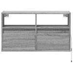 vidaXL Comodă TV de perete cu lumini LED, gri sonoma, 80x31x45 cm vidaXL Comodă TV de perete cu lumini LED, gri sonoma, 80x31x45 cm