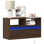 vidaXL Comodă TV de perete cu lumini LED, stejar maro, 80x31x45 cm vidaXL Comodă TV de perete cu lumini LED, stejar maro, 80x31x45 cm