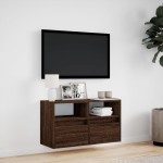 vidaXL Comodă TV de perete cu lumini LED, stejar maro, 80x31x45 cm vidaXL Comodă TV de perete cu lumini LED, stejar maro, 80x31x45 cm