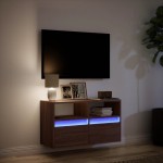 vidaXL Comodă TV de perete cu lumini LED, stejar maro, 80x31x45 cm vidaXL Comodă TV de perete cu lumini LED, stejar maro, 80x31x45 cm