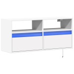 vidaXL Comodă TV de perete cu lumini LED, alb, 100x31x45 cm vidaXL Comodă TV de perete cu lumini LED, alb, 100x31x45 cm
