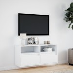 vidaXL Comodă TV de perete cu lumini LED, alb, 100x31x45 cm vidaXL Comodă TV de perete cu lumini LED, alb, 100x31x45 cm