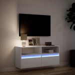 vidaXL Comodă TV de perete cu lumini LED, alb, 100x31x45 cm vidaXL Comodă TV de perete cu lumini LED, alb, 100x31x45 cm