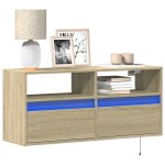 vidaXL Comodă TV de perete cu lumini LED, stejar sonoma, 100x31x45 cm vidaXL Comodă TV de perete cu lumini LED, stejar sonoma, 100x31x45 cm