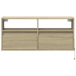vidaXL Comodă TV de perete cu lumini LED, stejar sonoma, 100x31x45 cm vidaXL Comodă TV de perete cu lumini LED, stejar sonoma, 100x31x45 cm