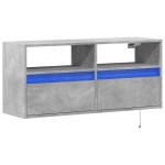 vidaXL Comodă TV de perete cu lumini LED, gri beton, 100x31x45 cm vidaXL Comodă TV de perete cu lumini LED, gri beton, 100x31x45 cm