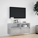 vidaXL Comodă TV de perete cu lumini LED, gri beton, 100x31x45 cm vidaXL Comodă TV de perete cu lumini LED, gri beton, 100x31x45 cm
