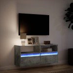 vidaXL Comodă TV de perete cu lumini LED, gri beton, 100x31x45 cm vidaXL Comodă TV de perete cu lumini LED, gri beton, 100x31x45 cm