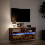 vidaXL Comodă TV de perete cu lumini LED, stejar fumuriu, 100x31x45 cm vidaXL Comodă TV de perete cu lumini LED, stejar fumuriu, 100x31x45 cm