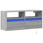 vidaXL Comodă TV de perete cu lumini LED, gri sonoma, 100x31x45 cm vidaXL Comodă TV de perete cu lumini LED, gri sonoma, 100x31x45 cm