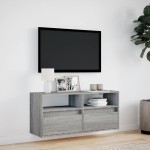 vidaXL Comodă TV de perete cu lumini LED, gri sonoma, 100x31x45 cm vidaXL Comodă TV de perete cu lumini LED, gri sonoma, 100x31x45 cm