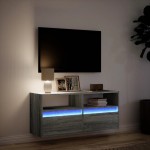 vidaXL Comodă TV de perete cu lumini LED, gri sonoma, 100x31x45 cm vidaXL Comodă TV de perete cu lumini LED, gri sonoma, 100x31x45 cm