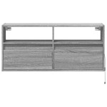 vidaXL Comodă TV de perete cu lumini LED, gri sonoma, 100x31x45 cm vidaXL Comodă TV de perete cu lumini LED, gri sonoma, 100x31x45 cm