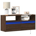 vidaXL Comodă TV de perete cu lumini LED, stejar maro, 100x31x45 cm vidaXL Comodă TV de perete cu lumini LED, stejar maro, 100x31x45 cm