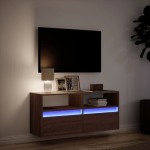 vidaXL Comodă TV de perete cu lumini LED, stejar maro, 100x31x45 cm vidaXL Comodă TV de perete cu lumini LED, stejar maro, 100x31x45 cm