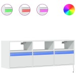 vidaXL Comodă TV de perete cu lumini LED, alb, 130x31x45 cm vidaXL Comodă TV de perete cu lumini LED, alb, 130x31x45 cm
