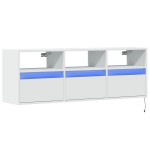 vidaXL Comodă TV de perete cu lumini LED, alb, 130x31x45 cm vidaXL Comodă TV de perete cu lumini LED, alb, 130x31x45 cm