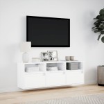 vidaXL Comodă TV de perete cu lumini LED, alb, 130x31x45 cm vidaXL Comodă TV de perete cu lumini LED, alb, 130x31x45 cm