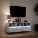 vidaXL Comodă TV de perete cu lumini LED, alb, 130x31x45 cm vidaXL Comodă TV de perete cu lumini LED, alb, 130x31x45 cm