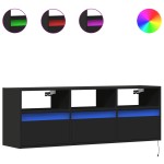 vidaXL Dulap TV de perete cu lumini LED negru 130x31x45 cm vidaXL Dulap TV de perete cu lumini LED negru 130x31x45 cm