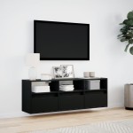vidaXL Dulap TV de perete cu lumini LED negru 130x31x45 cm vidaXL Dulap TV de perete cu lumini LED negru 130x31x45 cm