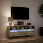 vidaXL Comodă TV de perete cu lumini LED, stejar sonoma, 130x31x45 cm vidaXL Comodă TV de perete cu lumini LED, stejar sonoma, 130x31x45 cm