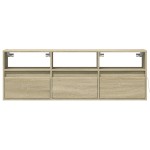 vidaXL Comodă TV de perete cu lumini LED, stejar sonoma, 130x31x45 cm vidaXL Comodă TV de perete cu lumini LED, stejar sonoma, 130x31x45 cm