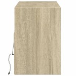 vidaXL Comodă TV de perete cu lumini LED, stejar sonoma, 130x31x45 cm vidaXL Comodă TV de perete cu lumini LED, stejar sonoma, 130x31x45 cm