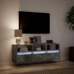 vidaXL Comodă TV de perete cu lumini LED, gri beton, 130x31x45 cm vidaXL Comodă TV de perete cu lumini LED, gri beton, 130x31x45 cm