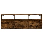 vidaXL Comodă TV de perete cu lumini LED, stejar fumuriu, 130x31x45 cm
