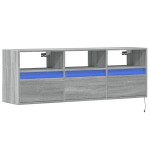 vidaXL Comodă TV de perete cu lumini LED, gri sonoma, 130x31x45 cm vidaXL Comodă TV de perete cu lumini LED, gri sonoma, 130x31x45 cm